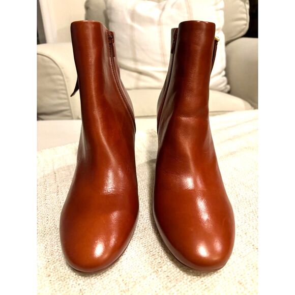 NWOT Jeffrey Campbell Prianka Zippered Heeled Bootie in Cognac - Picture 7 of 11